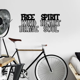 Wallity Heart Brave Soul - Escultura de pared de metal negra
